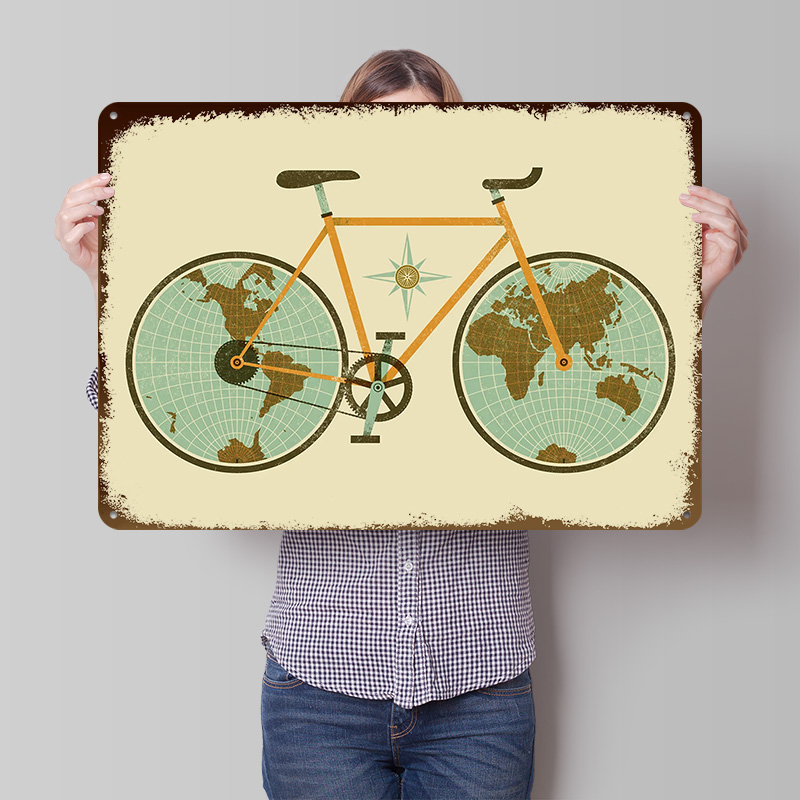 Custom Map Poster - Металлическая винтажная табличка с картой мира