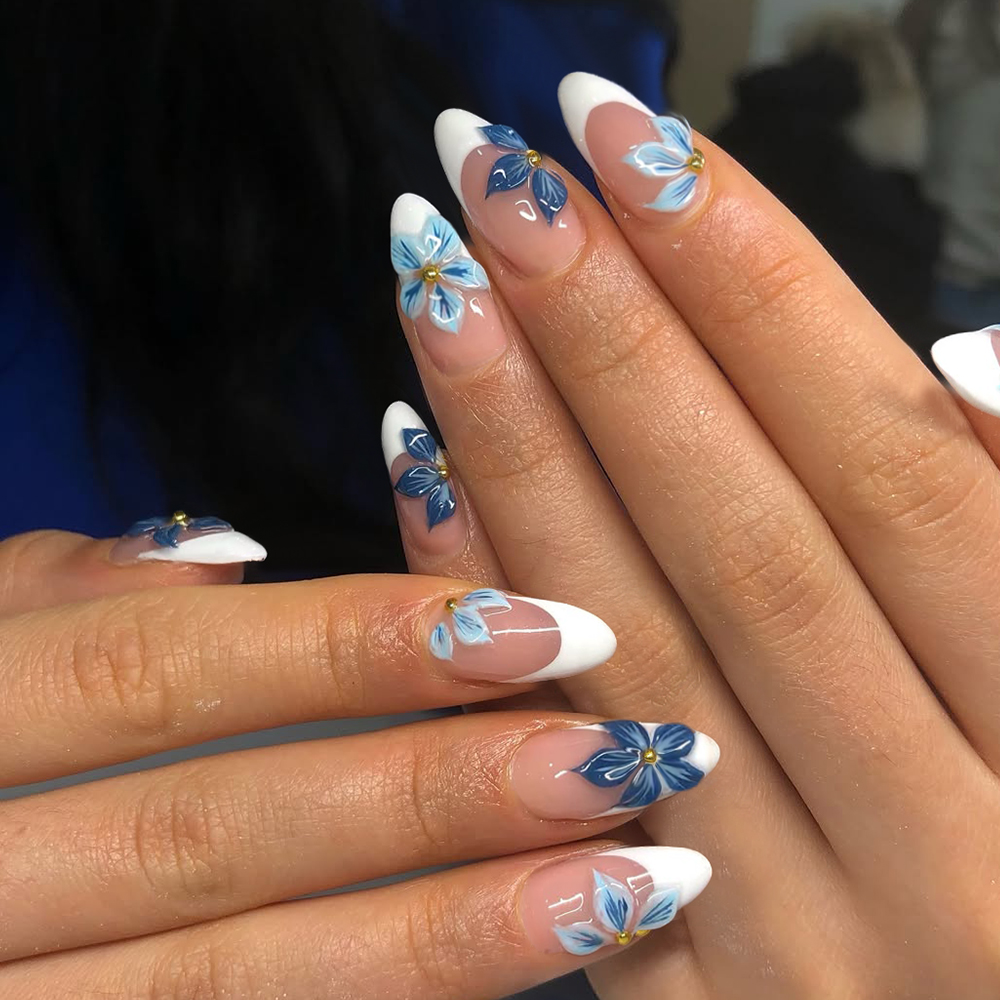 Pressed Flower Art - 24 шт., миндальный 3d гель-цветок, белый