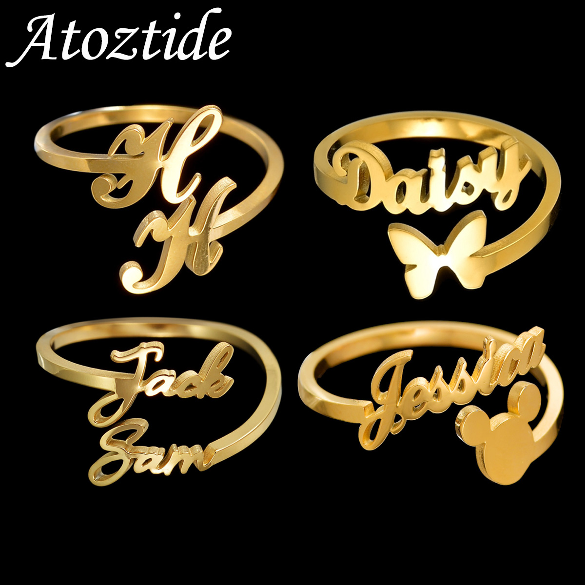 Initial Ring Custom - Персонализированные именные кольца Atoztide для женщин