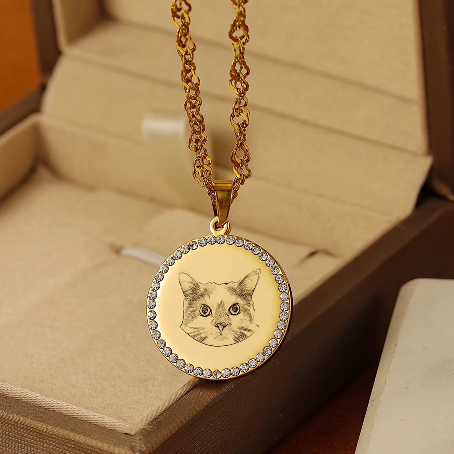 Pet Portrait Custom - Кулон-диск с гравировкой фото на заказ,
