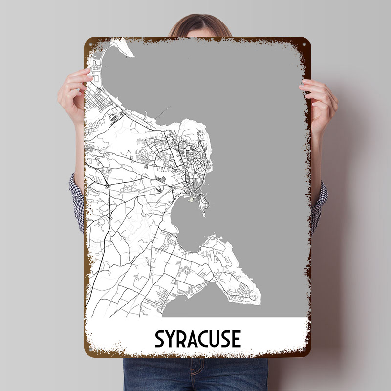 Custom Map Poster - Металлический постер с картой города Сиракуза,