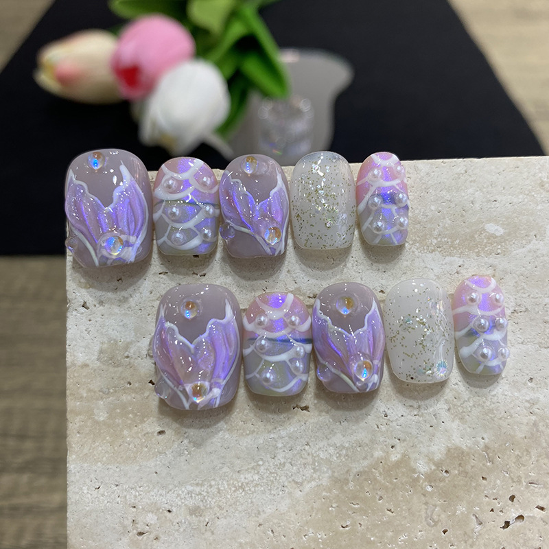 10 шт. накладных ногтей «Бабоч – обзор и цена Pressed Flower Art