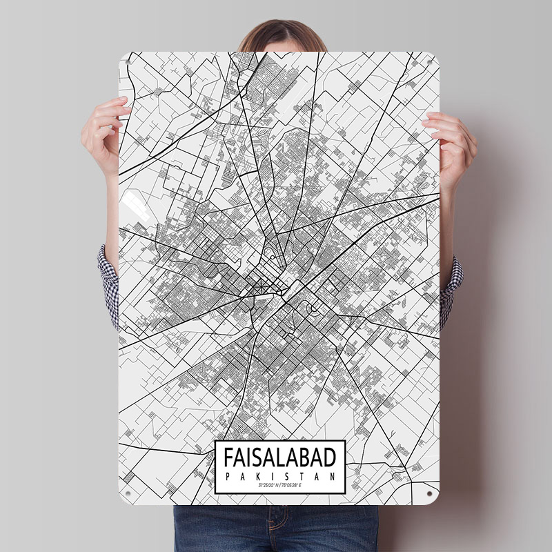 Карта города Файсалабад, Пакис – обзор и цена Custom Map Poster