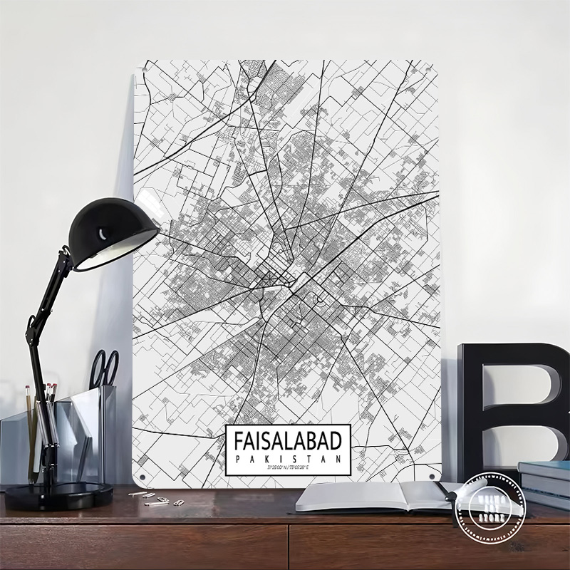 Карта города Файсалабад, Пакис – обзор и цена Custom Map Poster