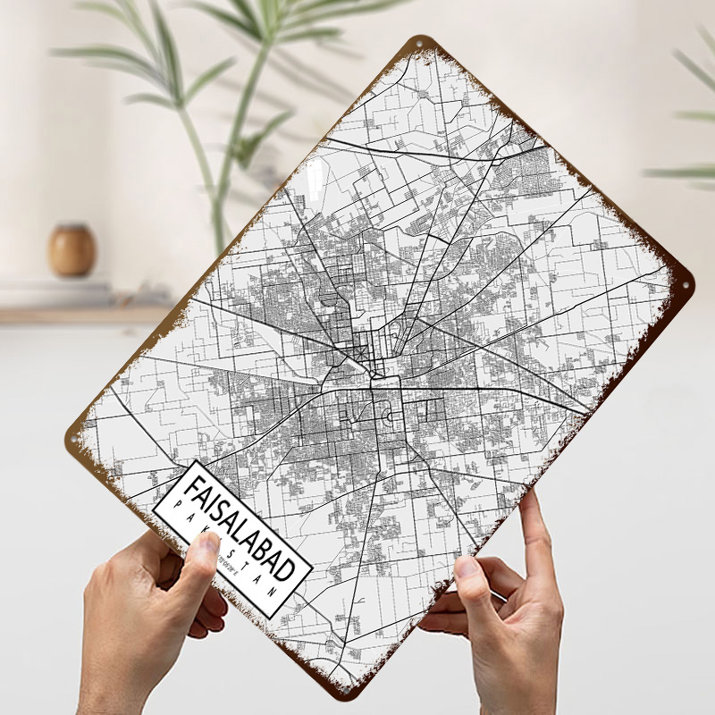Карта города Файсалабад, Пакис – обзор и цена Custom Map Poster