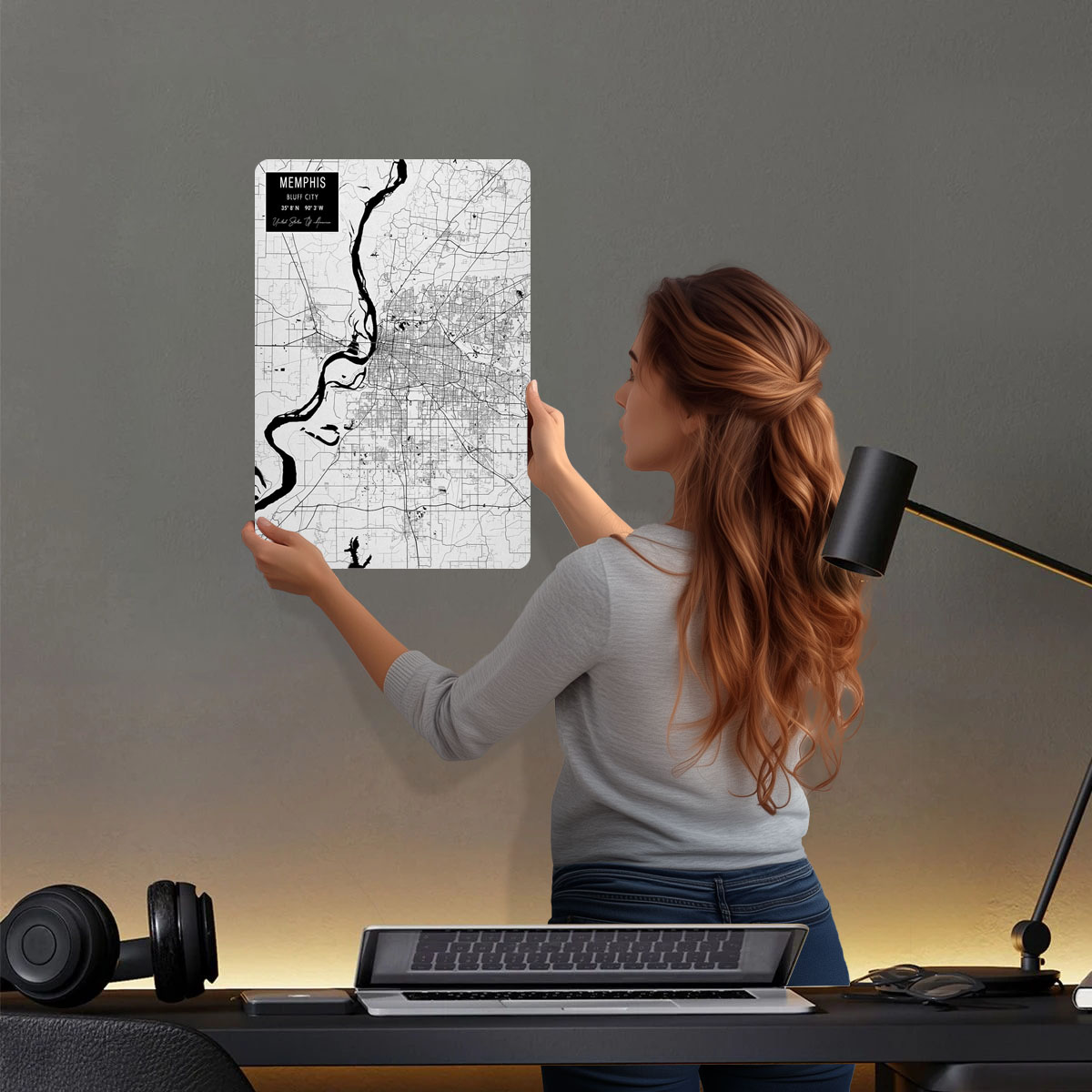 Мемфис TN США Жесть Вывески Ка – обзор и цена Custom Map Poster