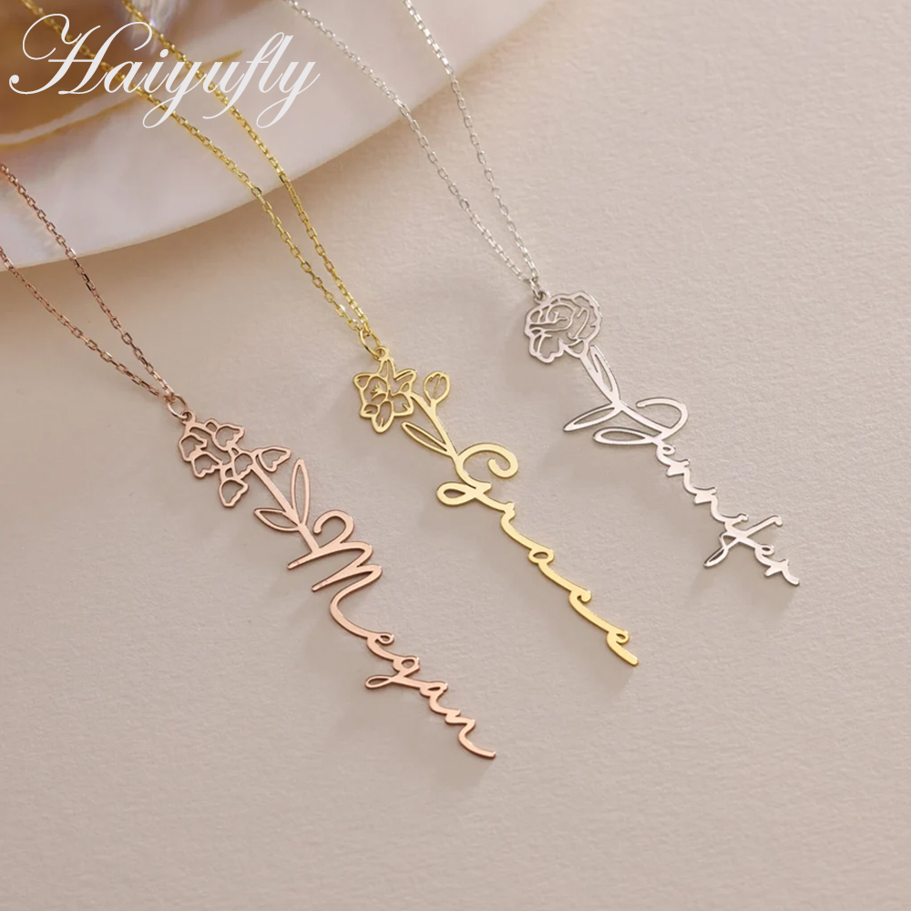 Женское Ожерелье Haiyufly с им – обзор и цена Birth Flower Necklace